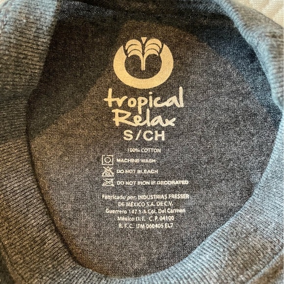 Tropical Relax Sugar Skull Cozumel Mexico Grey Short Sleeve Tee Small - Picture 5 of 7